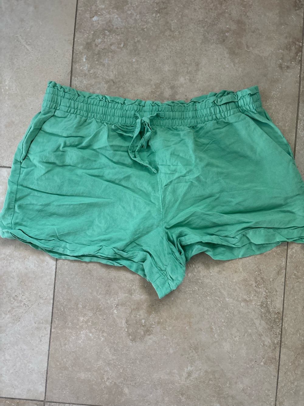 LOFT Mint Green Elastic-Waist Drawstring Athletic Shorts